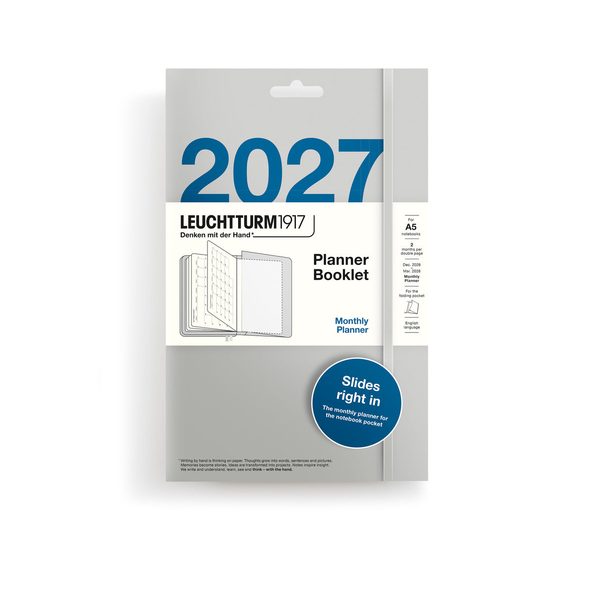 Leuchtturm1917 planner booklet 2027 A5 size in packaging on a white background