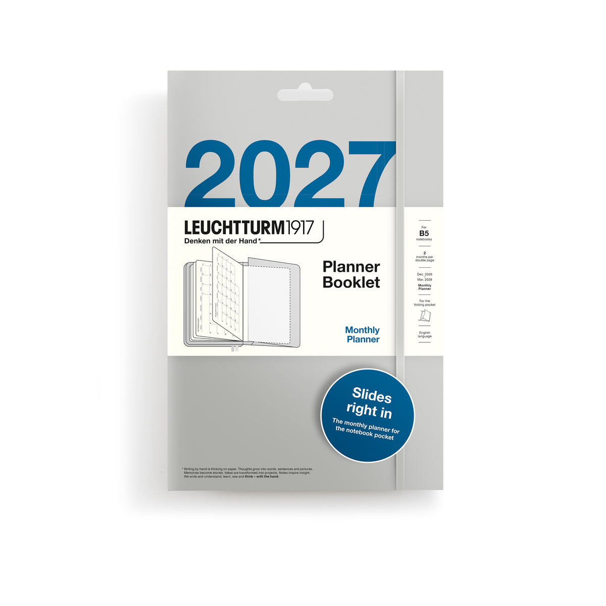 Leuchtturm1917 planner booklet 2027 B5 size in packaging on a white background