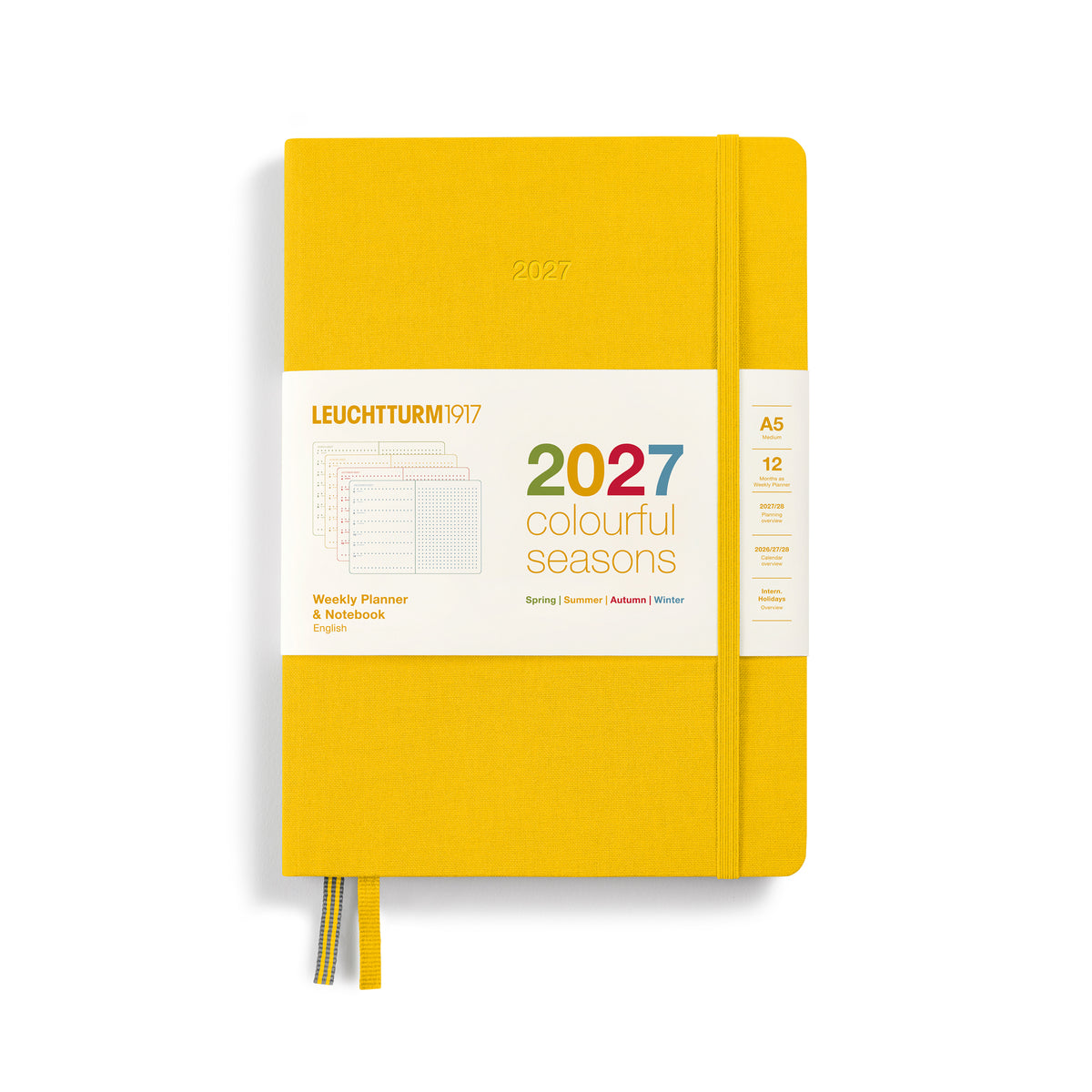 LEUCHTTURM1917 2027 Weekly Planner & Notebook - Colourful Seasons Edition - summer sunflower yellow at penny black