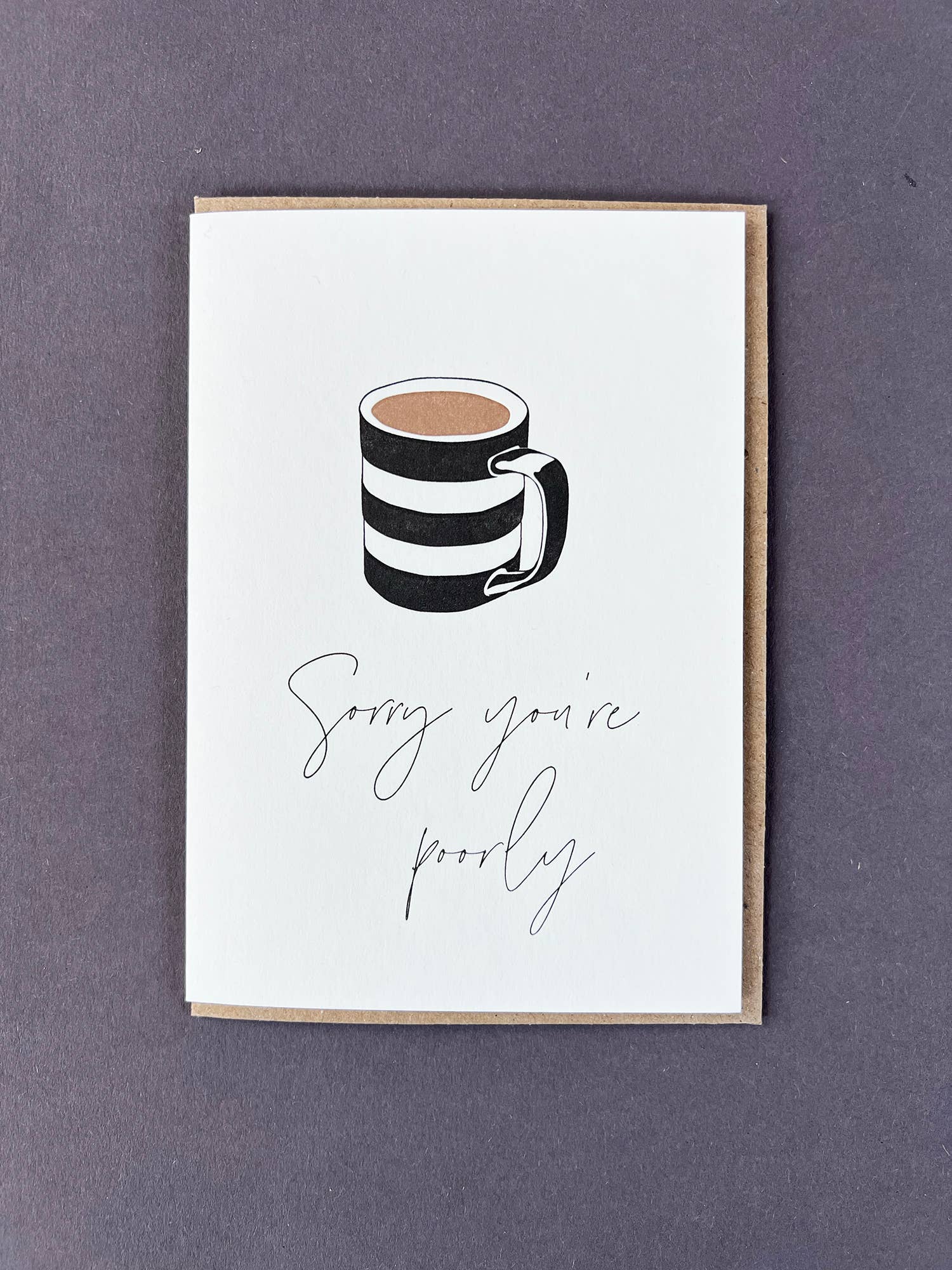 Poorly Mug Letterpress Get Well Soon Card by penguin ink at penny black