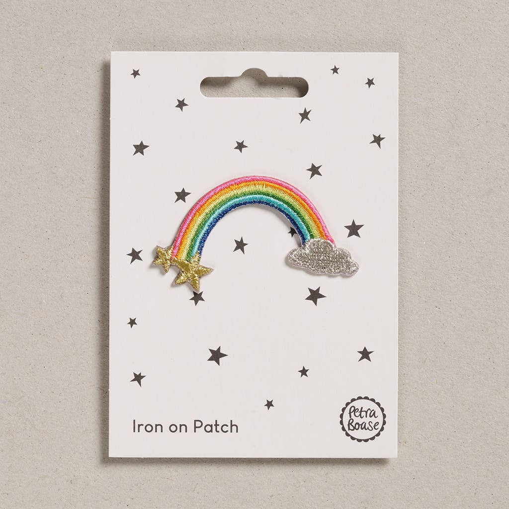 Colourful Iron on Patch - Rainbow on it's backing card by penny black
