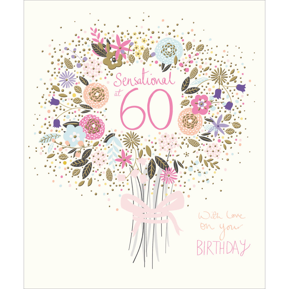 Floral Sensational At 60 Birthday Card at Penny Black