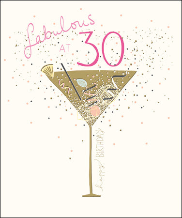 Fabulous Gold Cocktail 30th Birthday Card at Penny Black