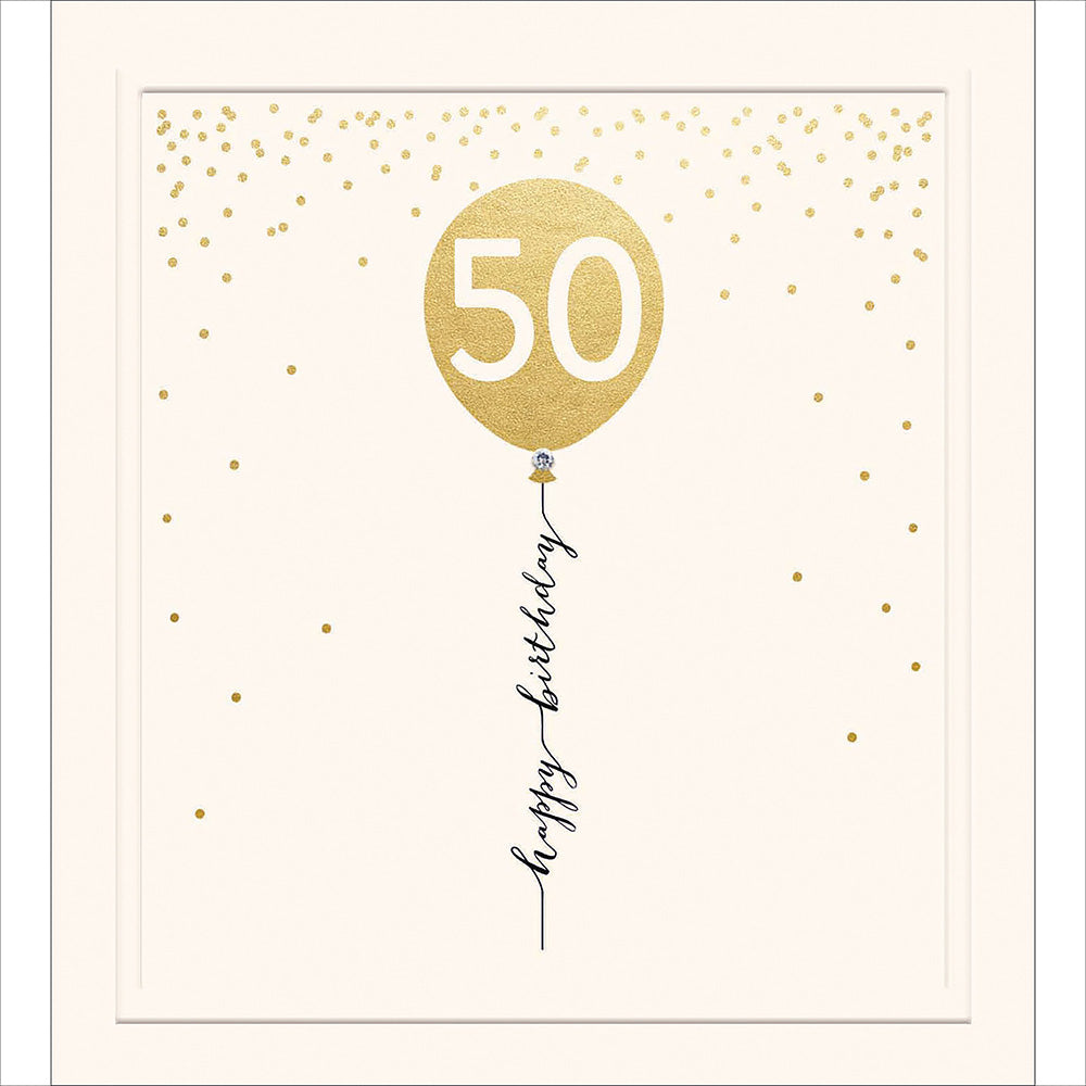 Gold Balloon Embellished 50th Birthday Card from Penny Black