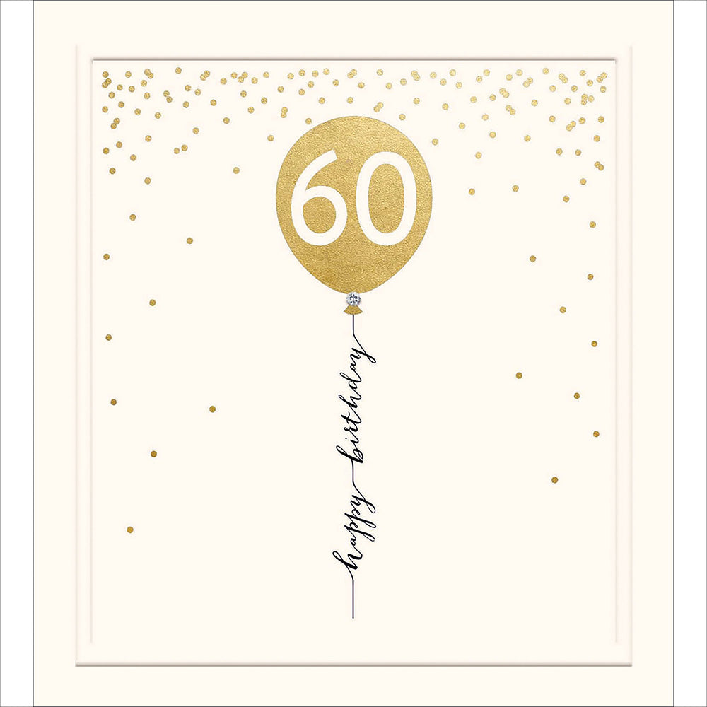 Golden Balloon Embellished 60th Happy Birthday Card from Penny Black
