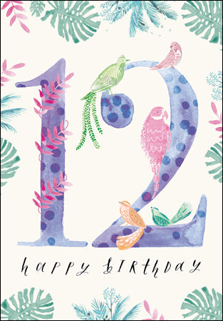 Pastel Tropical Paradise 12th Birthday Card at Penny Black