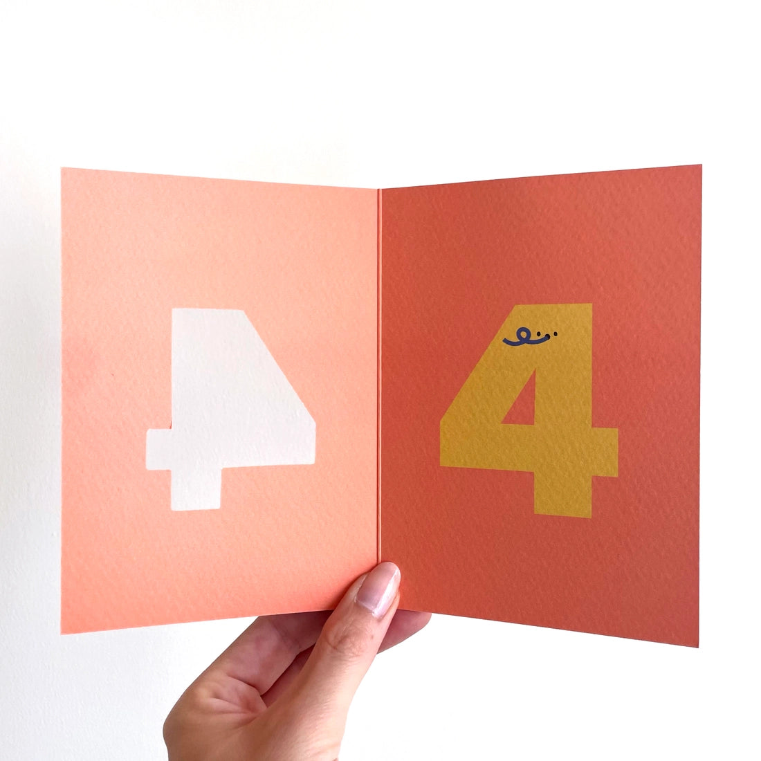 Number Four Cute Cut Out Fourth Birthday Card