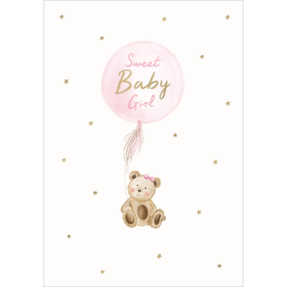 Teddy With Balloon Sweet Baby Girl Card from Penny Black