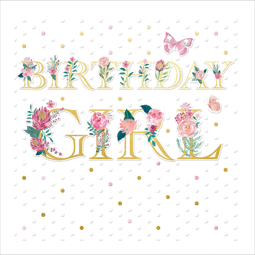 Pink Floral Embellished Birthday Girl Card from Penny Black