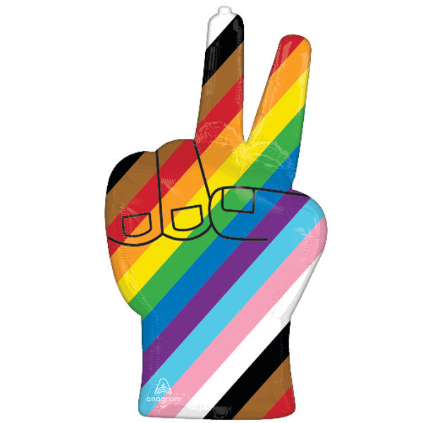 LGBTQ Rainbow Pride Peace Sign SuperShape 33&quot; Foil Balloon by penny black