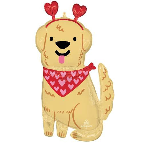 Golden Pup Valentine 34" Foil Balloon by penny black