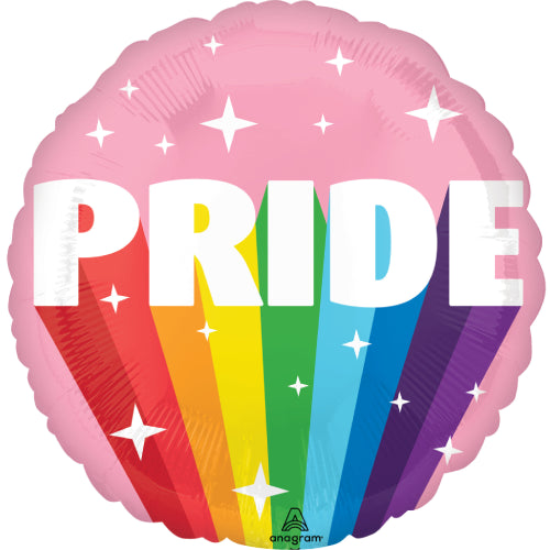 LGBTQI+ Pink Stars Rainbow Pride 18" Foil Balloon by penny black