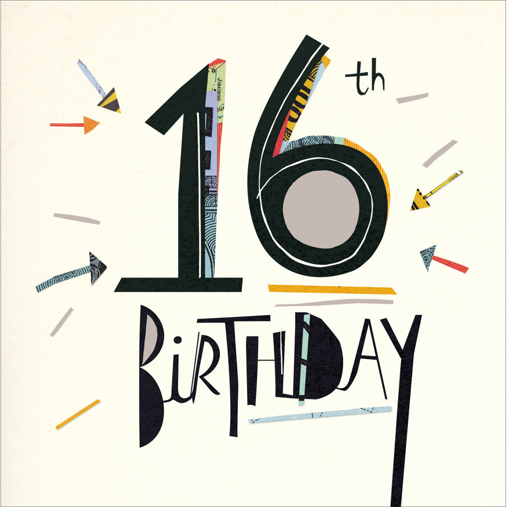 Colourful Collage 16th Birthday Card at Penny Black