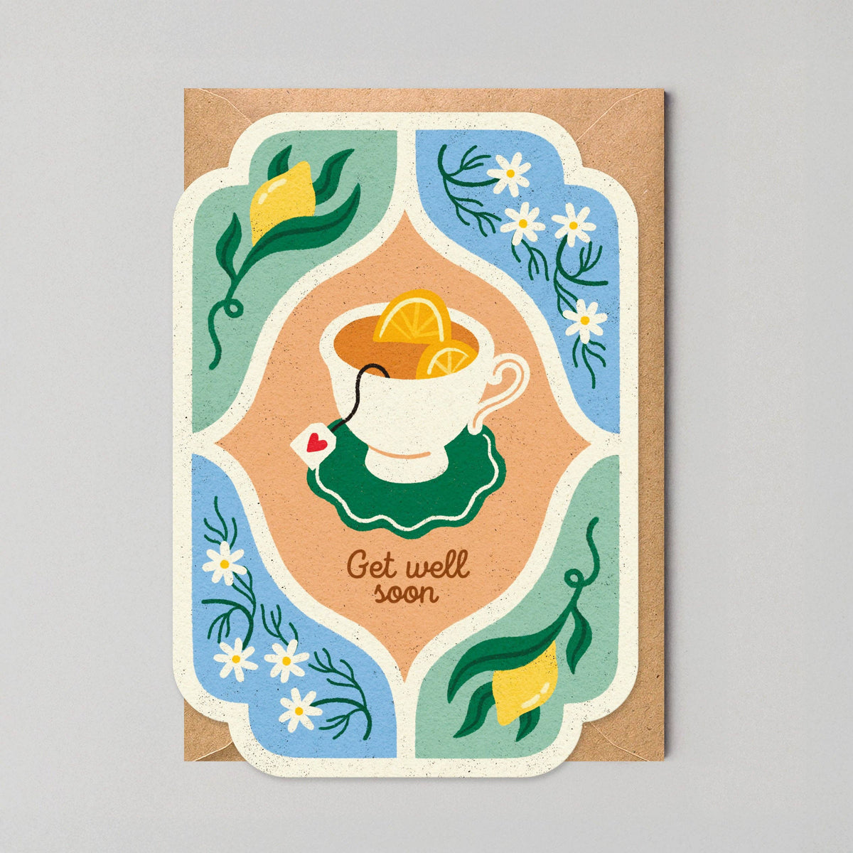 Lemon Tea Cut Out Floral Get Well Soon Card by penny black