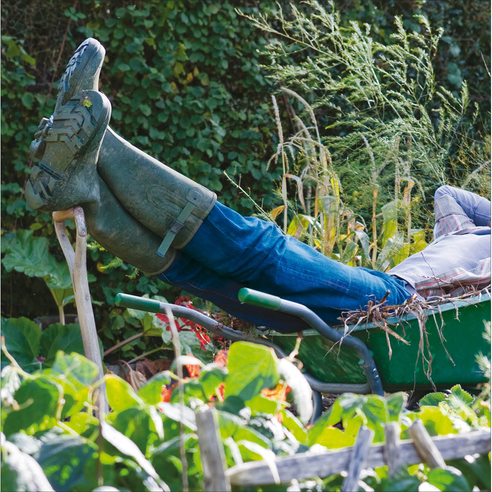 Feet Up Wheelbarrow Photographic Card from Penny Black