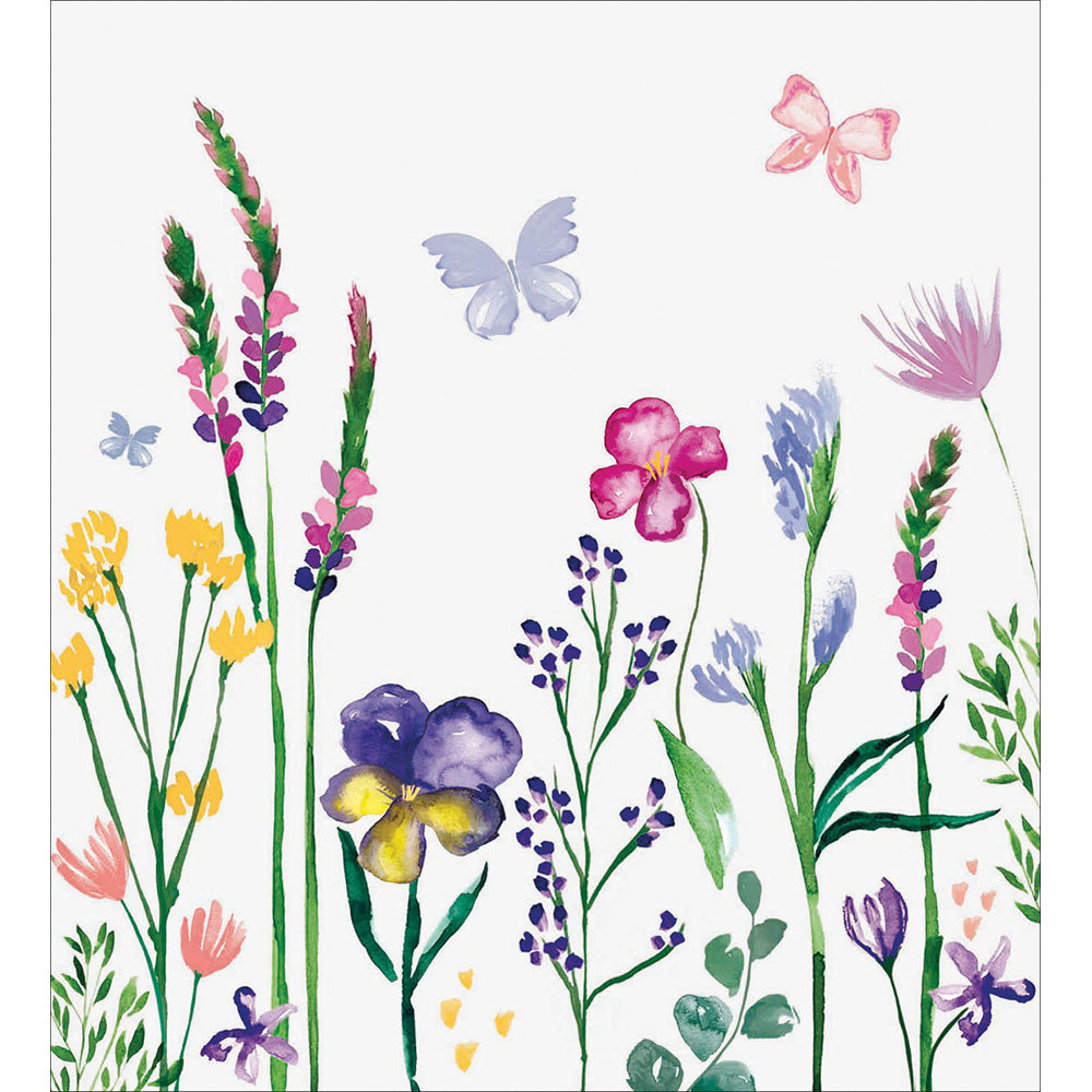 Painted Wildflowers With Pastel Butterflies Art Card at Penny Black