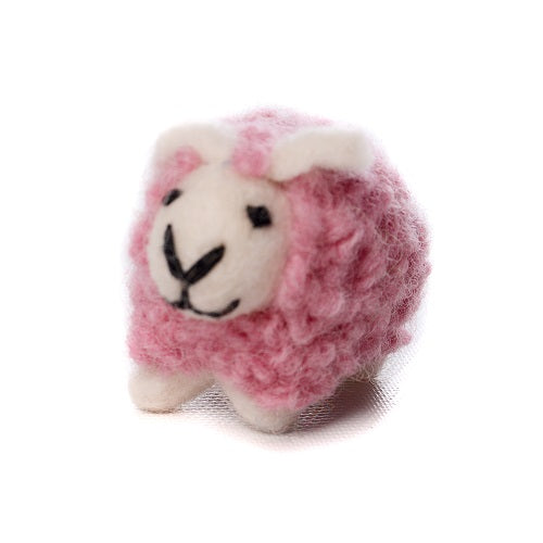 Colourful Sheep Wool Felt Handmade Hanging Decoration by penny black showing a pink sheep