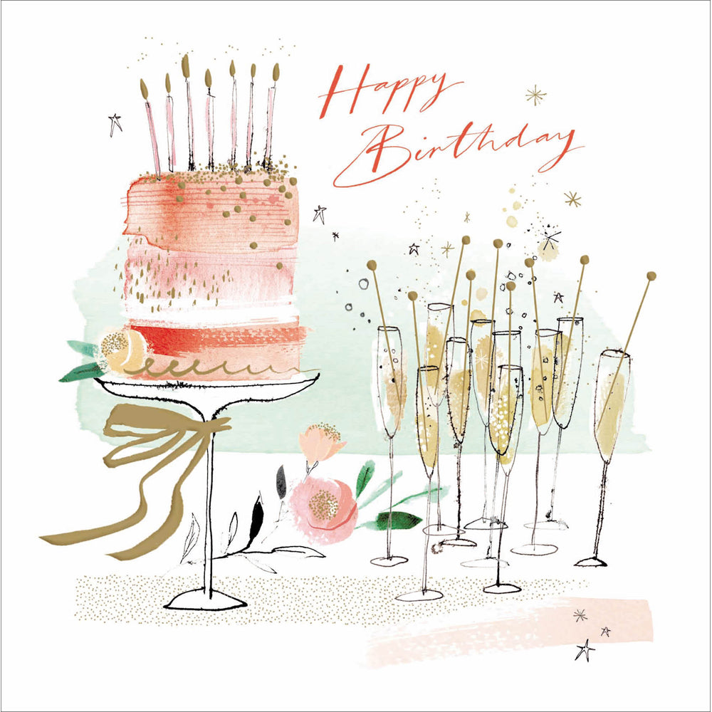 Pink Cake & Golden Fizz Birthday Card from Penny Black