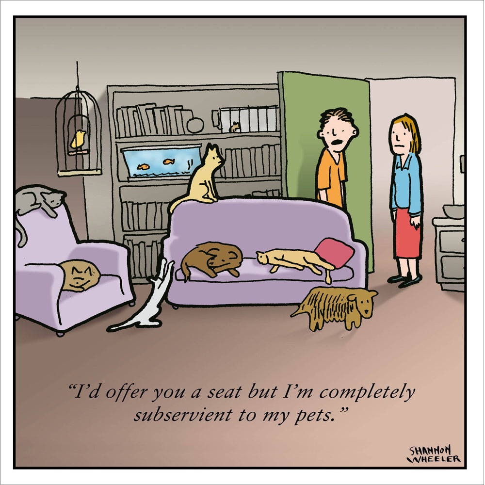 Subservient to Pets Funny Card by penny black