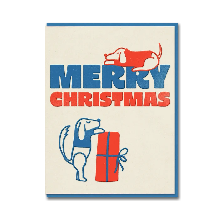 Dogs Merry Christmas Letterpress Card By Penny Black