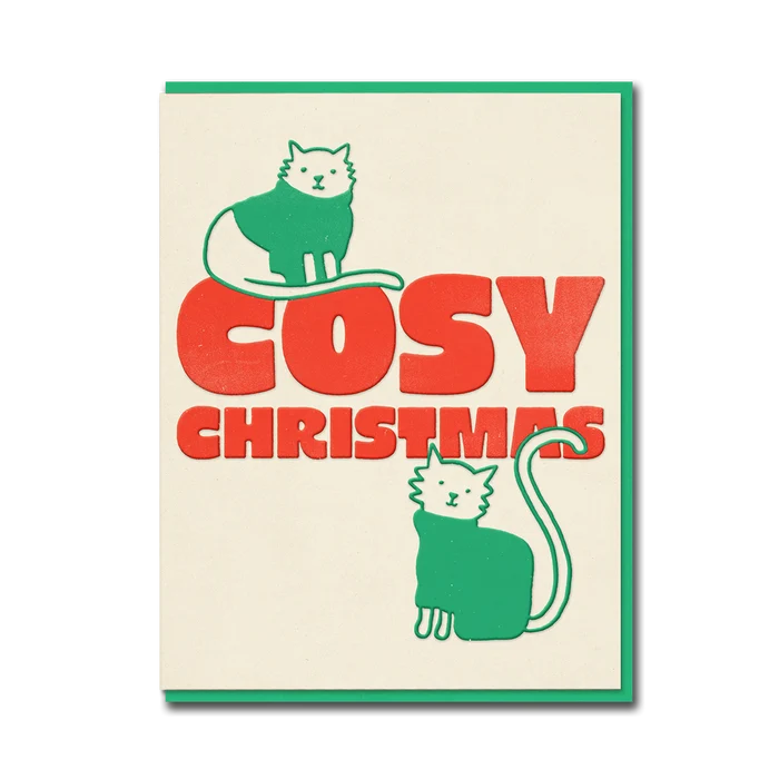 Cosy Cats Christmas Letterpress Card By Penny Black
