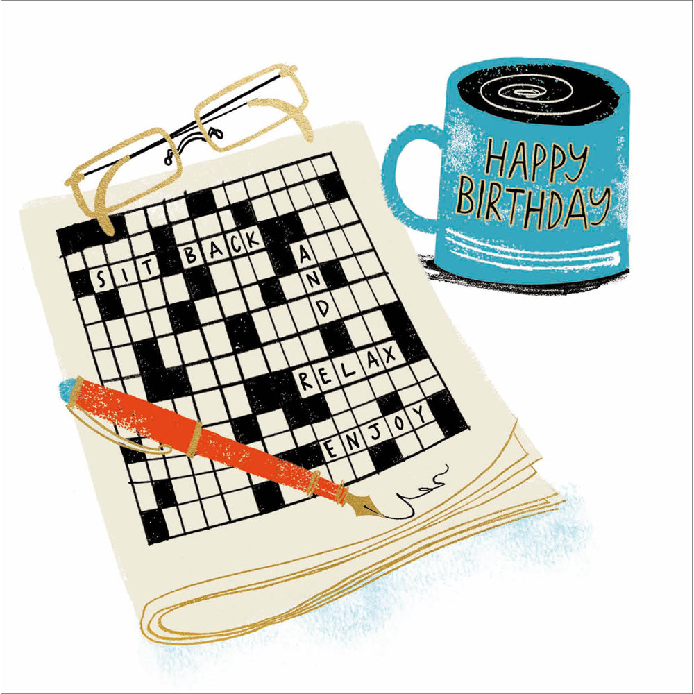 Cruciverbalist Relax Crossword Birthday Card by penny black
