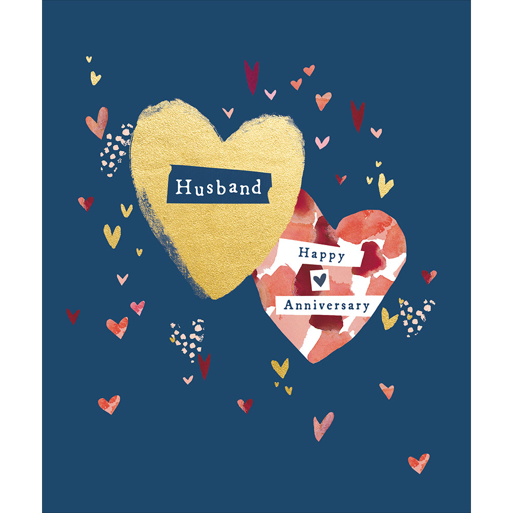 Husband Gold Foil Hearts Anniversary Card from Penny Black
