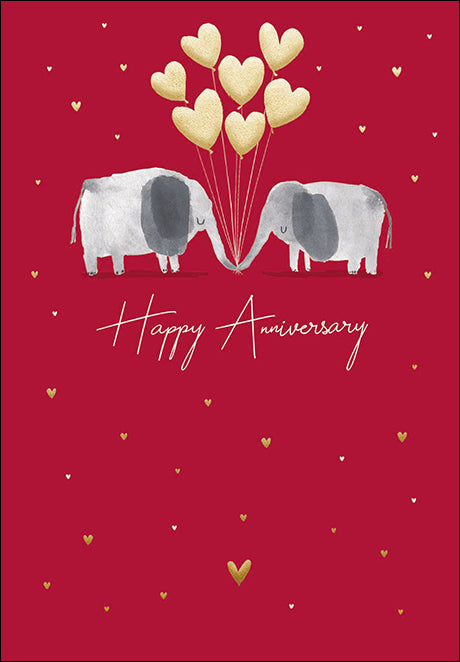 Elephant Couple With Gold Hearts Anniversary Card at Penny Black