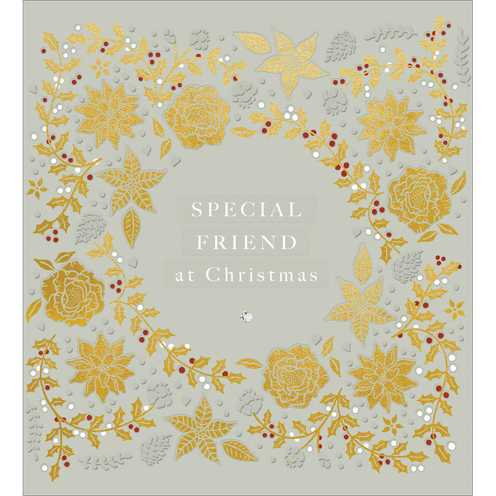Special Friend Gilt Foliage Embellished Christmas Card by Penny Black