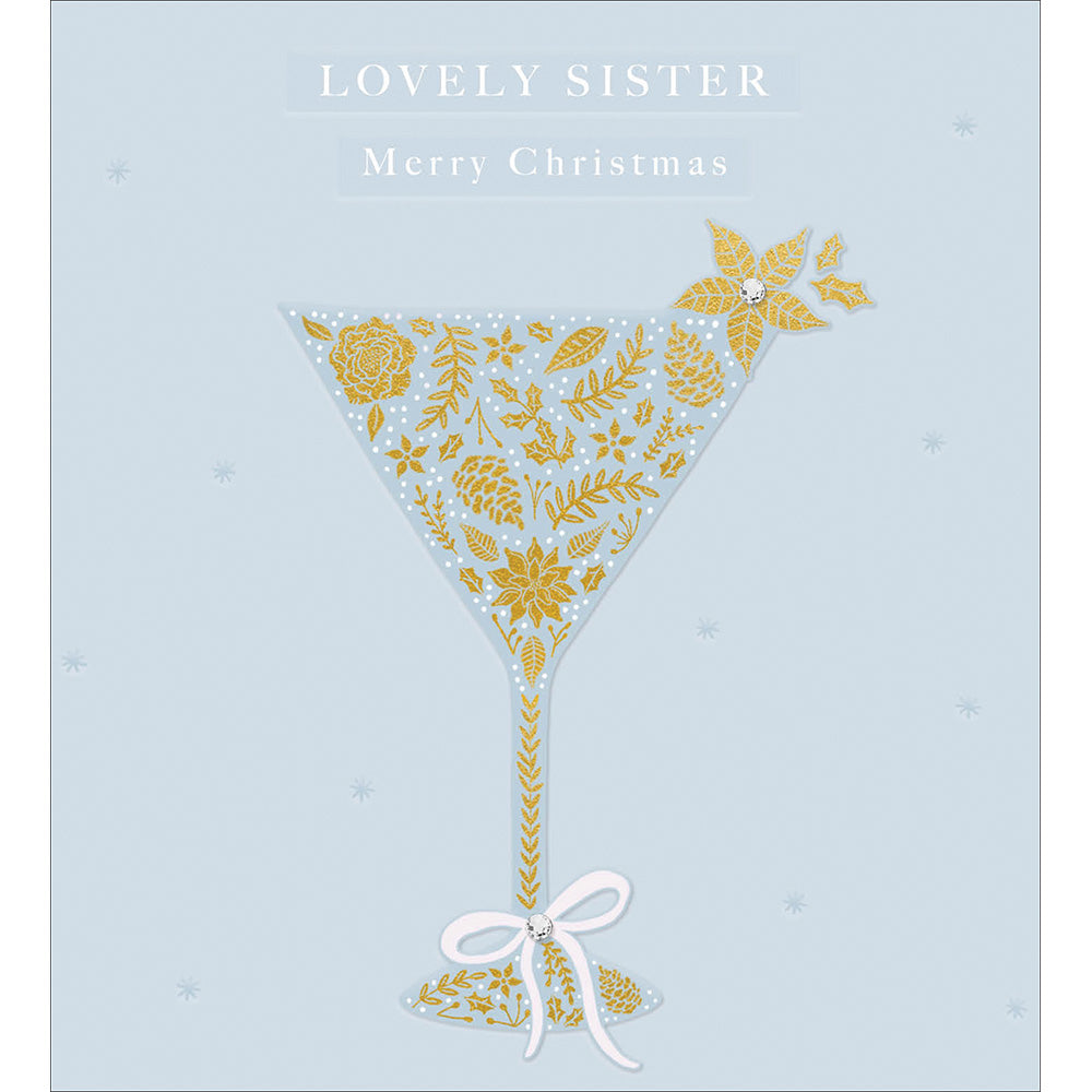 Lovely Sister Gilt Cocktail Christmas Card by Penny Black