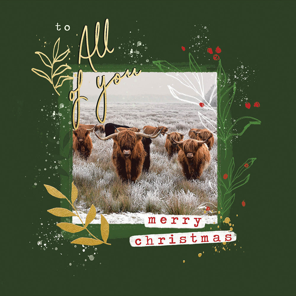 All of You Highland Cow Herd Aperture Christmas Card by Penny Black