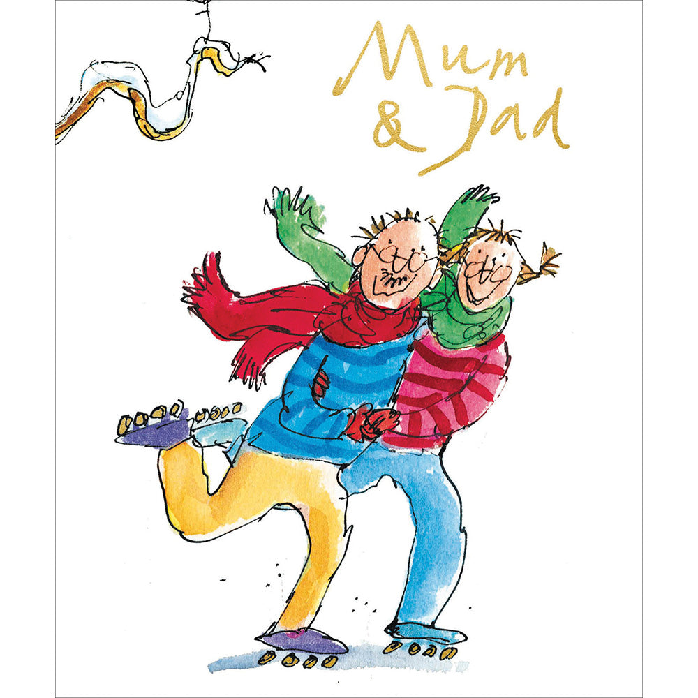 Mum & Dad Skating Quentin Blake Christmas Card by Penny Black