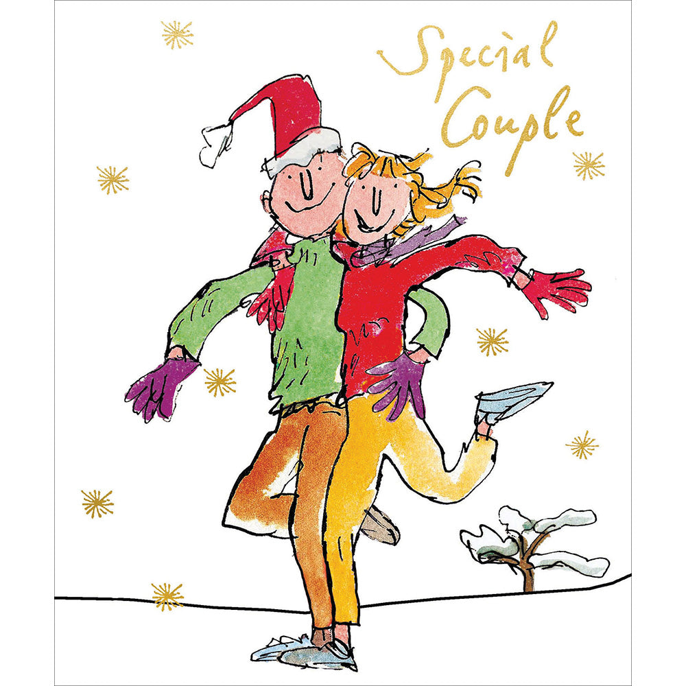Special Couple Snowy Walk Quentin Blake Christmas Card by Penny Black