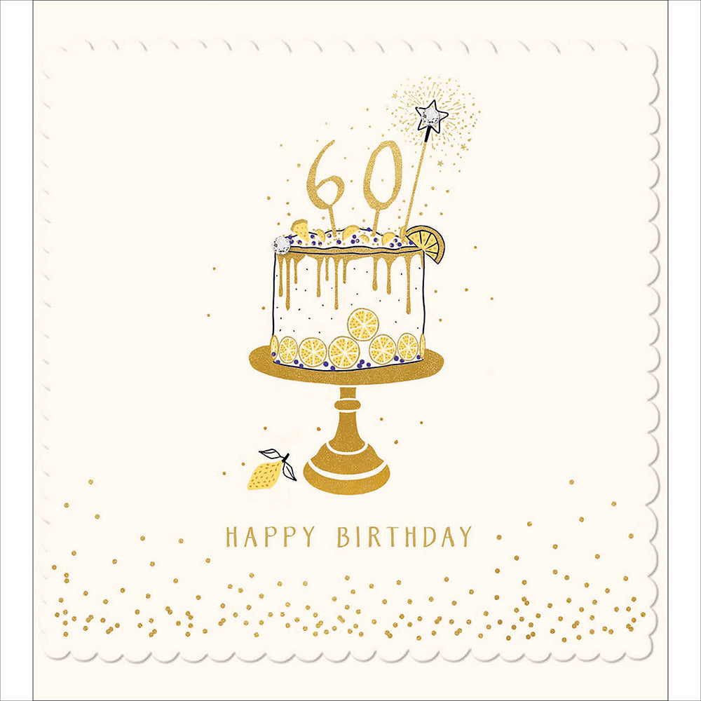 Scalloped 60 Embellished Birthday Card