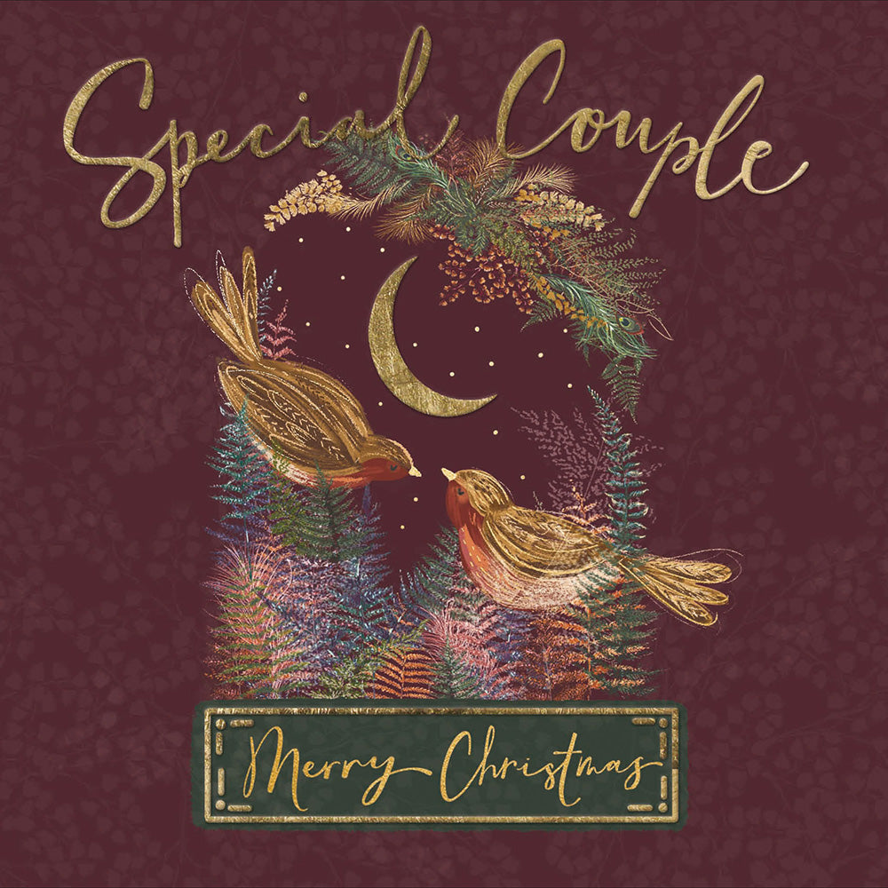 Robin Couple Festive Peacock Christmas Card by Penny Black
