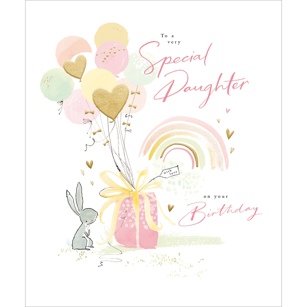 Grey Bunny With Balloons Daughter Birthday Card at Penny Black