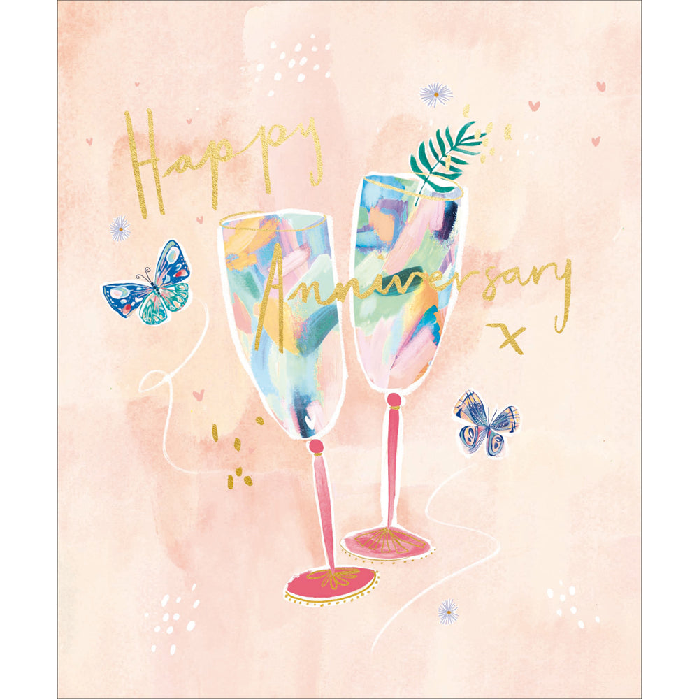 Colour Splash Champagne Glasses Anniversary Card from Penny Black