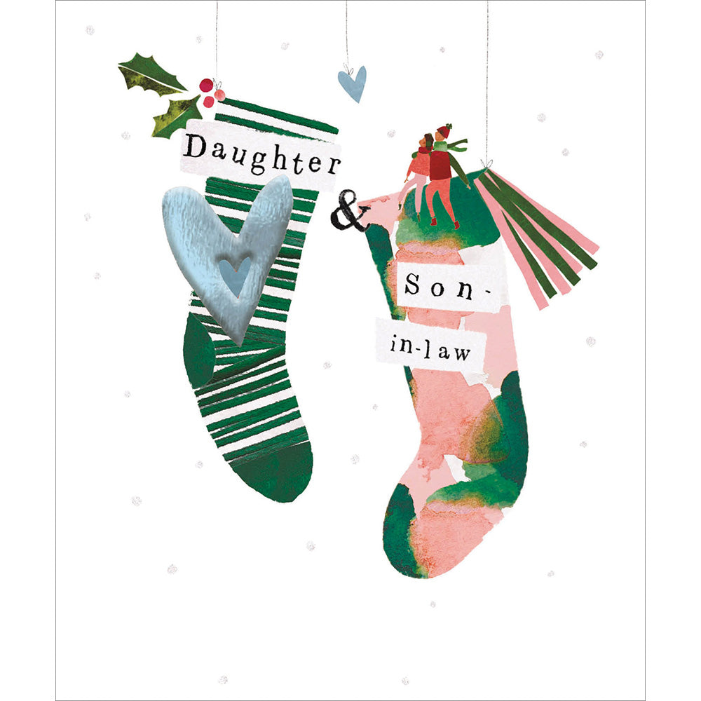 Daughter & Son-in-Law Foil Stockings Christmas Card by Penny Black