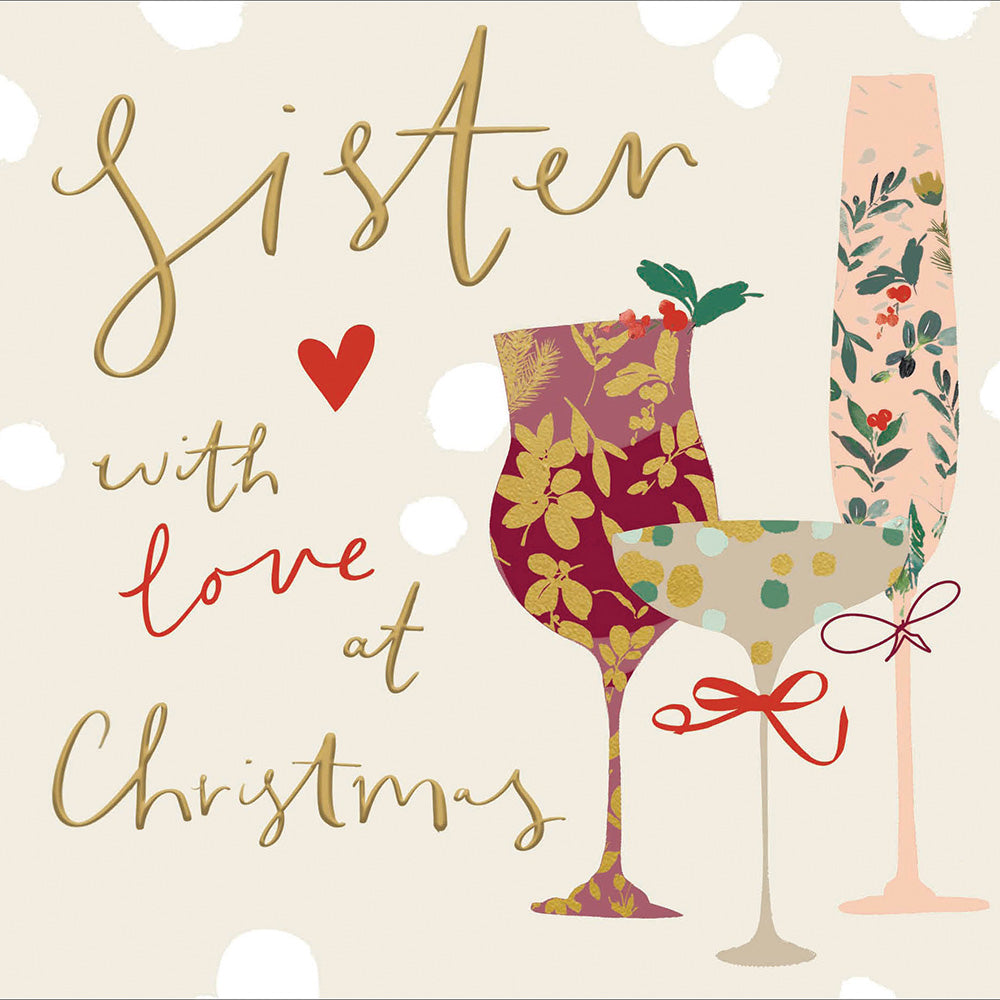 Sister Festive Drinks Foil Christmas Card by Penny Black
