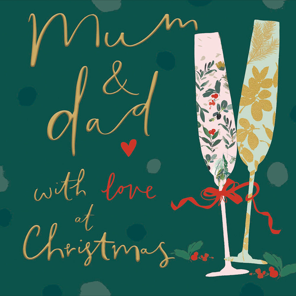 Mum & Dad Festive Fizz Foil Christmas Card by Penny Black