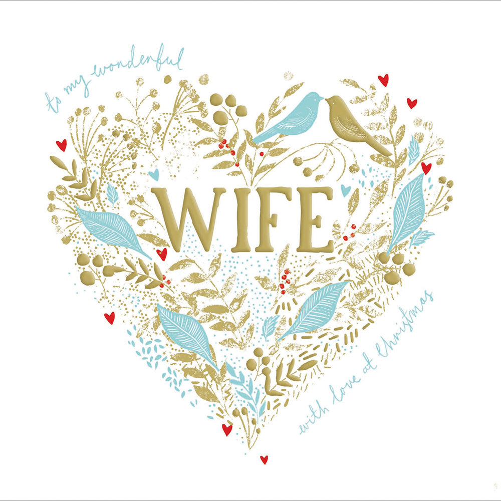 Wife Foil Woodland Heart Christmas Card by Penny Black