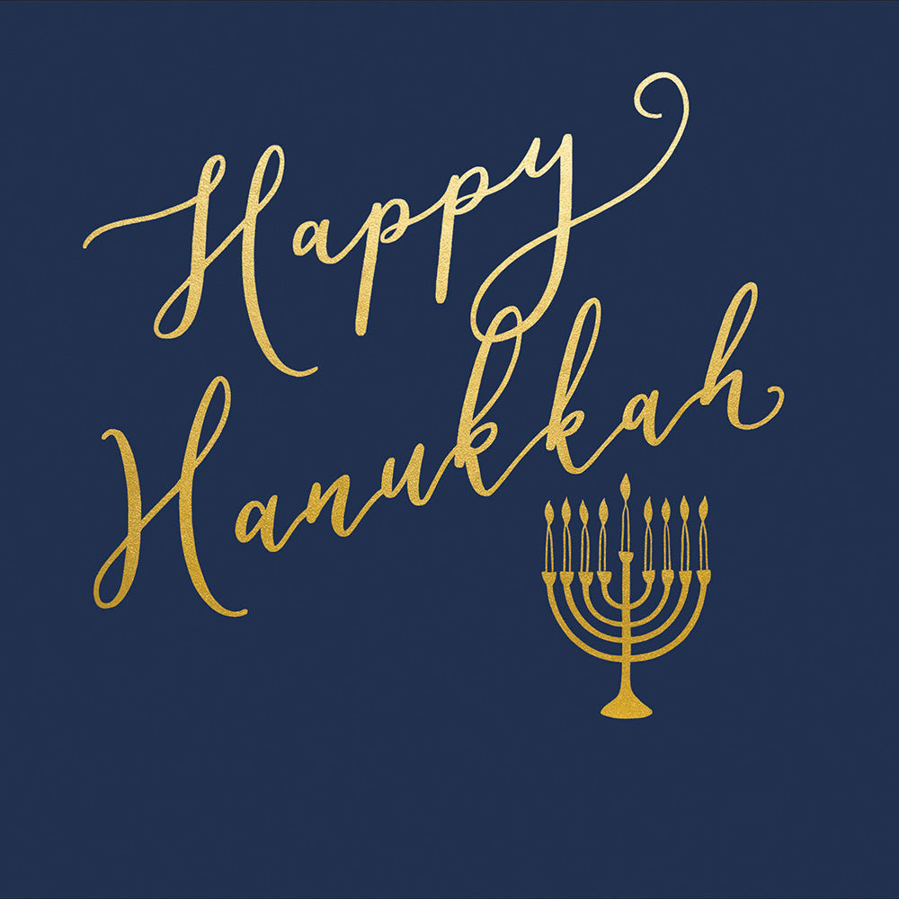 Navy Gold Script Happy Hanukkah Card by penny black