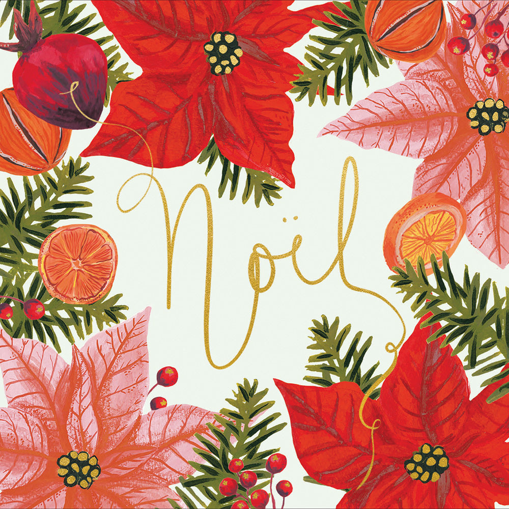Noël in Poinsettias Luxury Charity Christmas Card Box 8 Pk from Penny Black