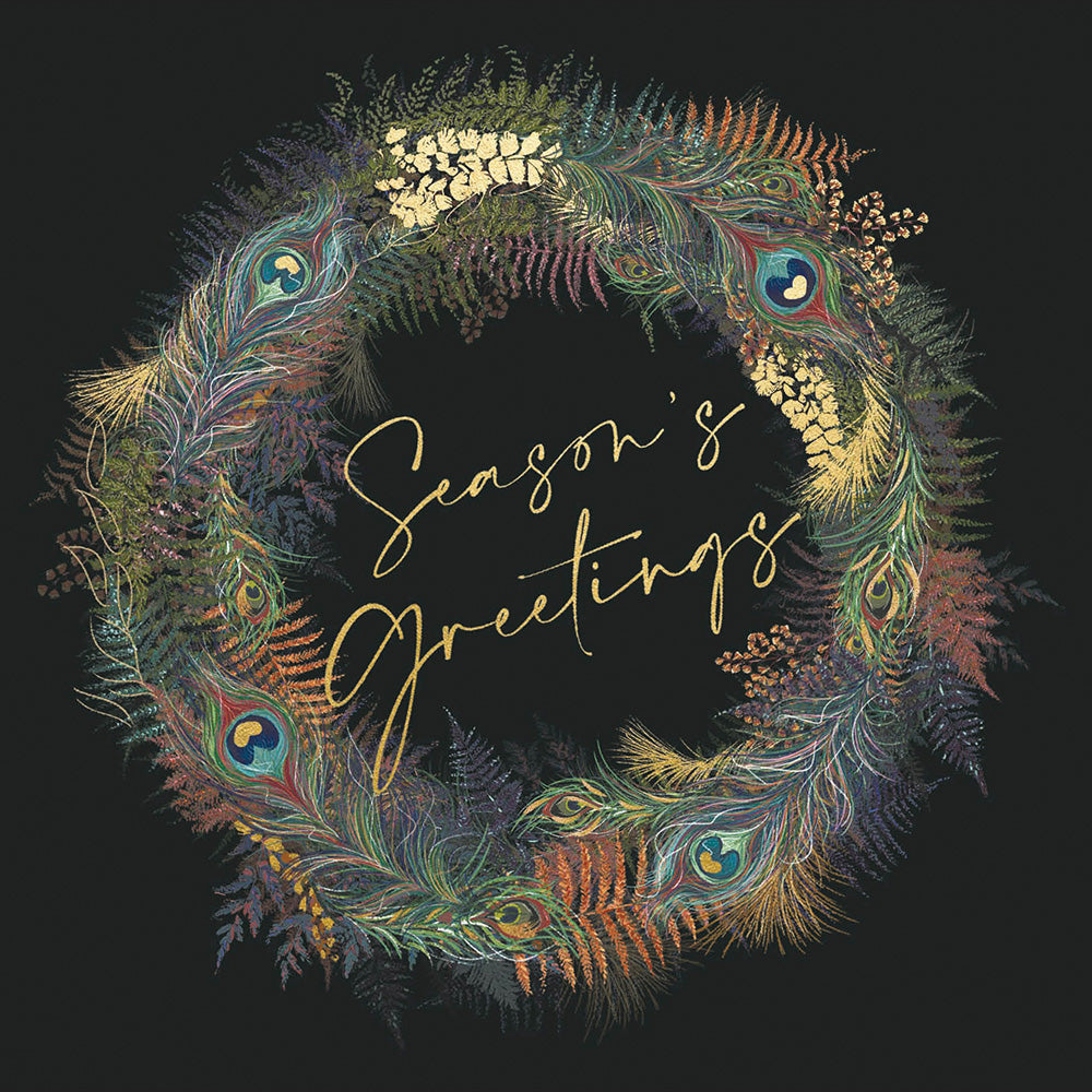 Festive Peacock Welcome Luxury Christmas Card Box 8 Pk from Penny Black