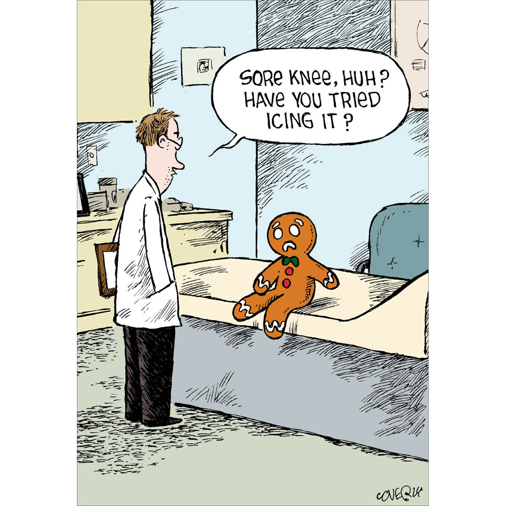Sore Knee Gingerbread Man Funny Card at Penny Black