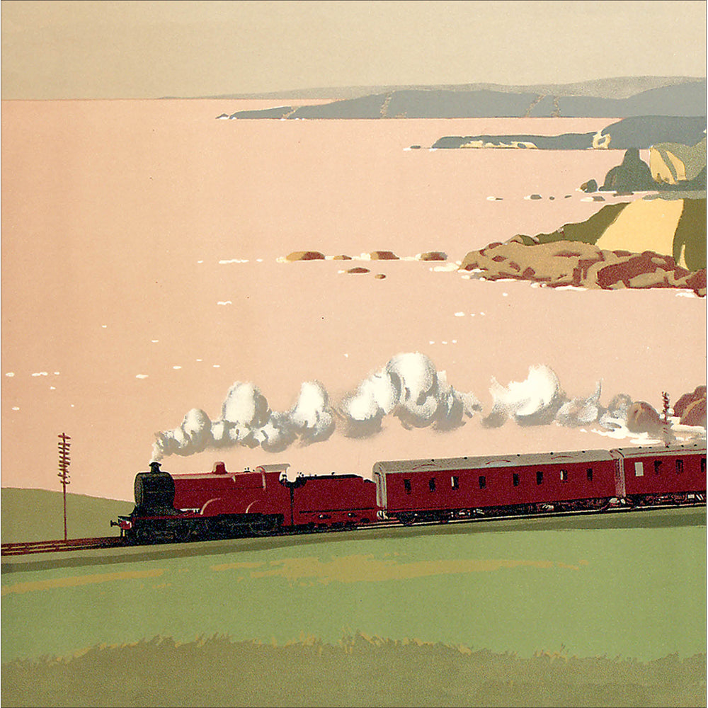 Royal Highlander Steam Train Landscape Art Birthday Card