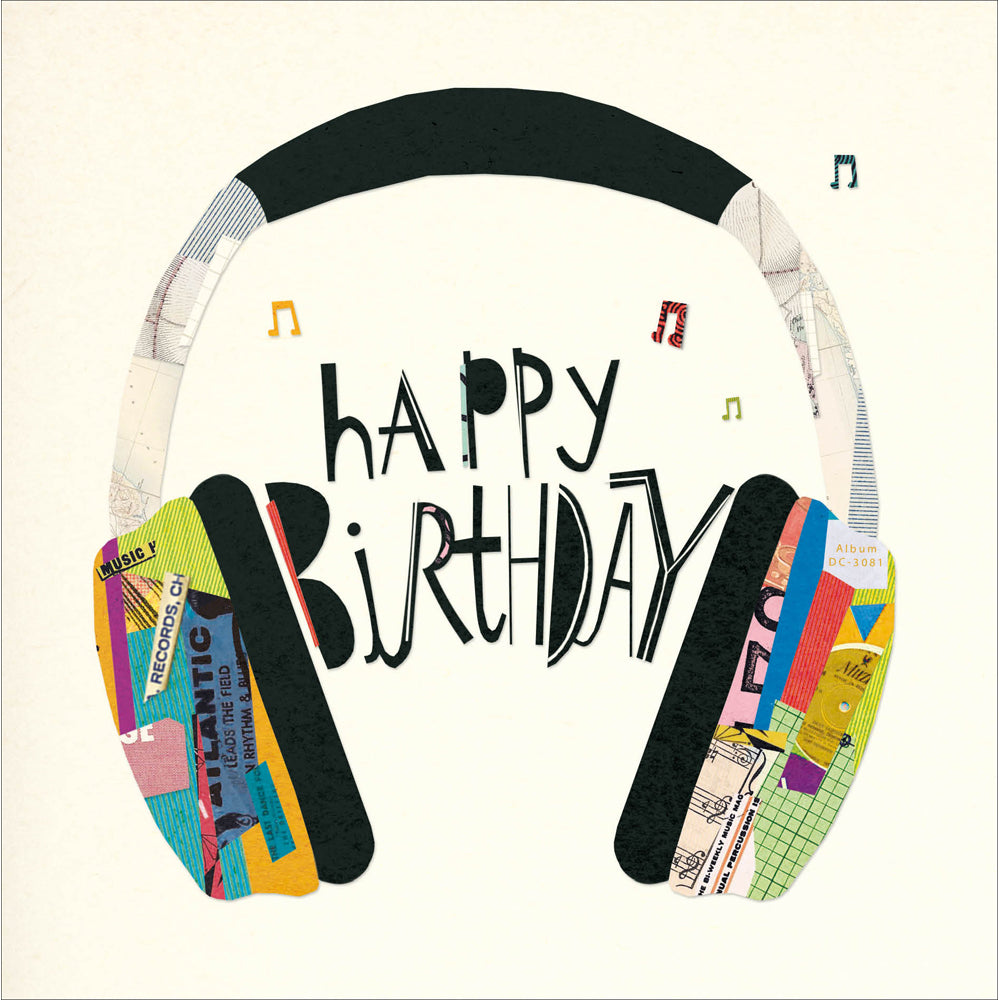 Collage Gamer Headphones Birthday Card by penny black
