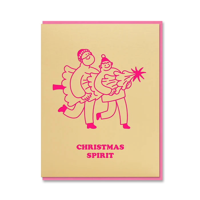 Doodles Christmas Tree Spirit Letterpress Card By Penny Black