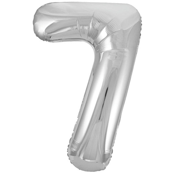Large 34&quot; Number Foil Balloon number 7 silver - Penny Black