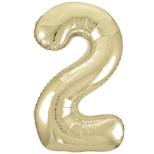 Large 34&quot; Number Foil Balloon number 2 white gold - Penny Black